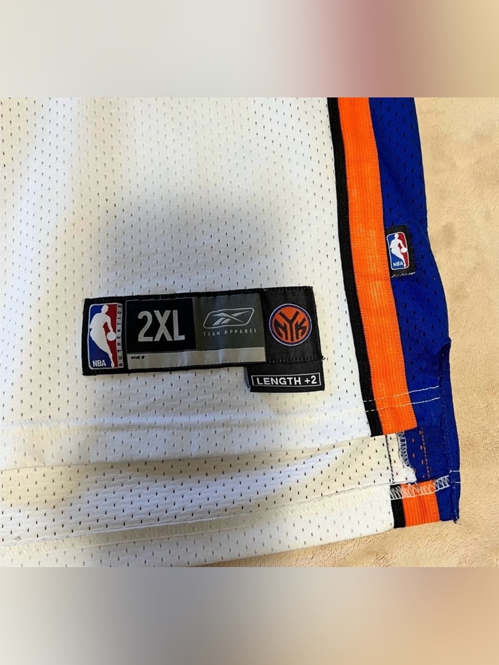 Team Apparel New York Knicks White Orange & Blue Basketball Jersey #20 - Picture 6 of 9
